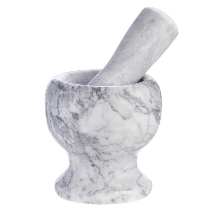 Ступка с пестиком из камня средняя, 250 мл, белый мрамор, в коробке Ступка с пестиком из камня средняя, 250 мл, белый мрамор, в коробке