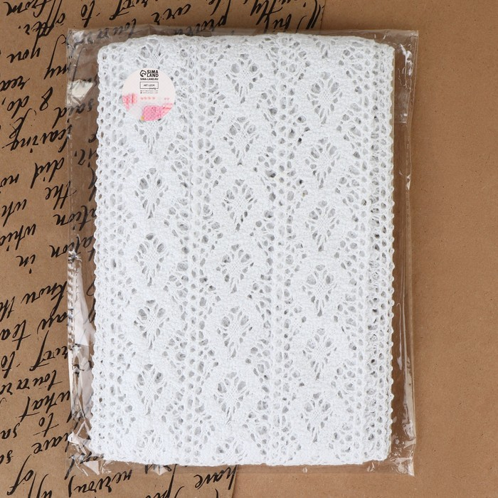 Кружево вязаное, 50 мм × 10 ± 1 м, цвет белый Кружево вязаное, 50 мм × 10 ± 1 м, цвет белый