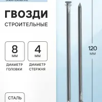 Гвозди ТУНДРА, строительные, ГОСТ 4028-63, без покрытия, 4×120 мм, фасовка 0.2 кг