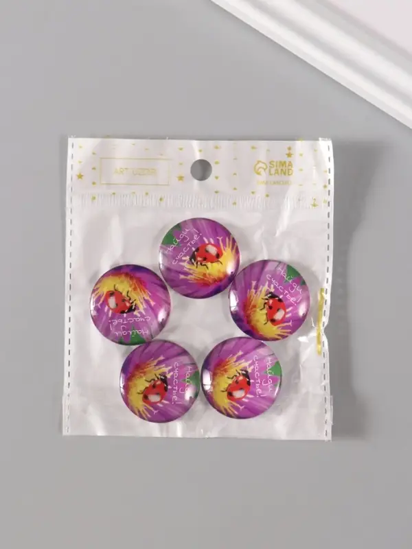 Кабошон стекло для творчества Кабошон стекло для творчества "Круг. Найди счастье!" 3х3 см