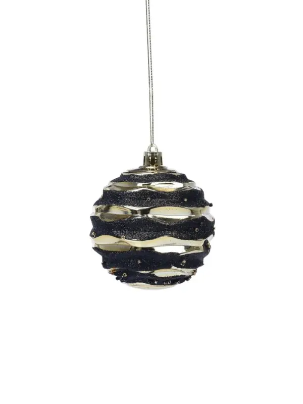 Ёлочные шары новогодние &laquo;Савьер&raquo;, набор 12 шт., d=8 см, чёрно-золотой
