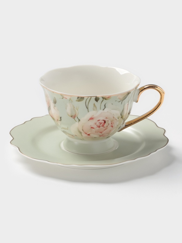 Чайная пара 220 мл WY   Чайная пара 220 мл WY  "Pink O'hara", зелёный