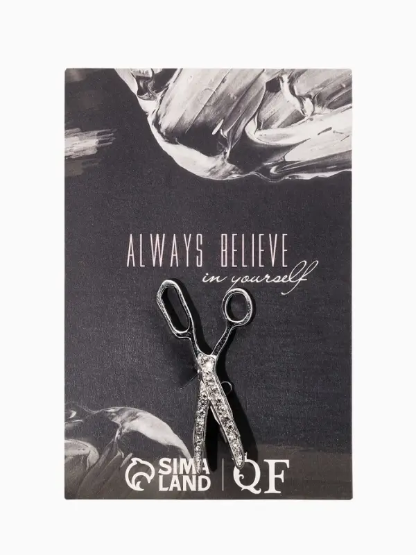 Брошь &laquo;Ножницы&raquo;, белая в серебре