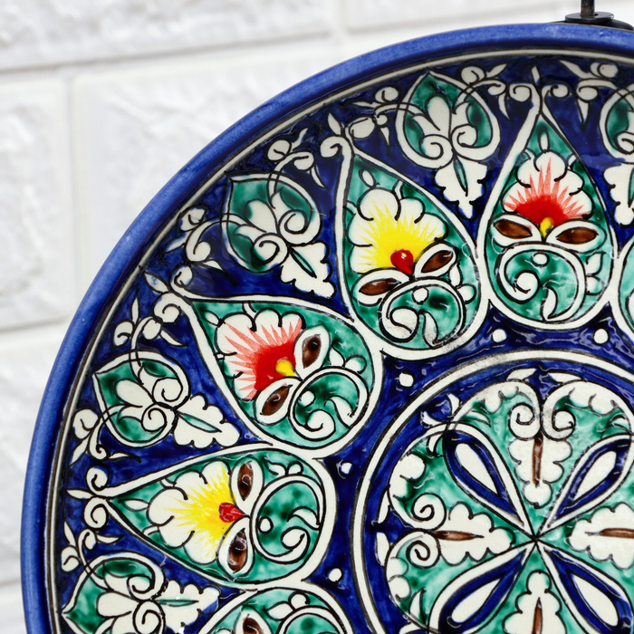 Ляган Риштанская Керамика  Ляган Риштанская Керамика "Узоры", 25 см, синий микс