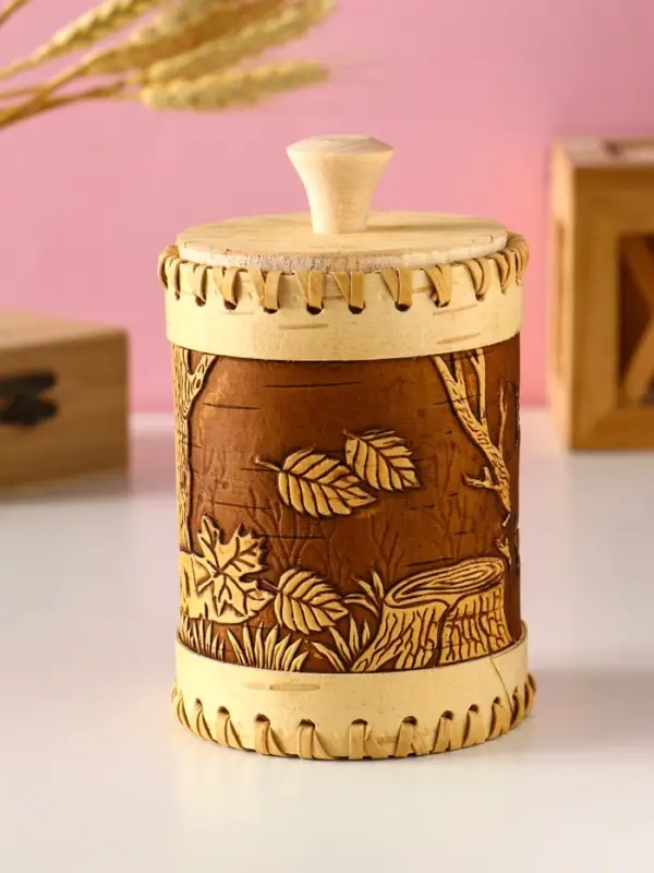 Туес шитый Туес шитый "Осень" , D9 смхH(с хватком)14см, береста