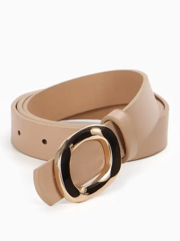 Ремень женский, золотистая пряжка, гвоздик, 2.3&times;105 см, бежевый