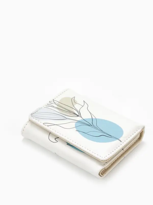 Кошелёк женский на кнопке, 10.5&times;2.5&times;8.5 см, с цветочным принтом, белый