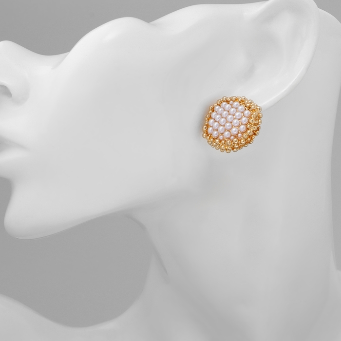 Серьги с жемчугом «Атмосфера» бусинки, цвет белый в золоте Серьги с жемчугом «Атмосфера» бусинки, цвет белый в золоте