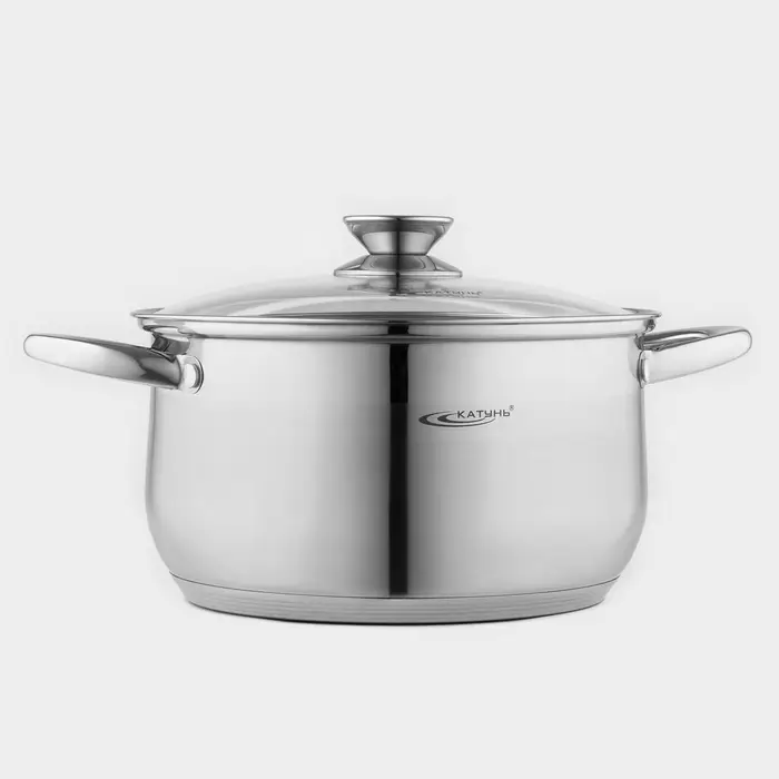 Кастрюля Катунь &laquo;Диана&raquo;, 6 л, d=24 см, с крышкой, капсульное дно, индукция, нержавеющая сталь, AISI - 201, хромированная