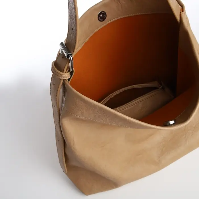 Сумка - мешок женская на магните, 31&times;8.5&times;30 см, бежевая