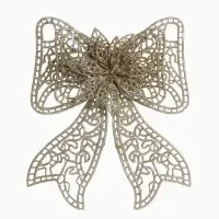 Ёлочная игрушка &laquo;Зимнее волшебство. Бант с цветком&raquo; пластик, 18&times;12.5 см, золото
