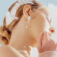 Серьги &laquo;Цветок розы&raquo;, белые в серебре