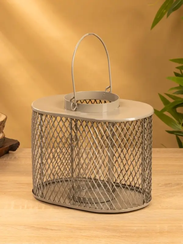 Подсвечник фонарь со стеклянной колбой 19,5х23х15,5 см, d 10 см, металл, цв. серый