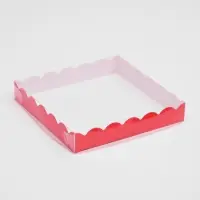 Коробочка для печенья с PVC крышкой, красная, 18×18×3 см