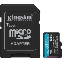 Карта памяти microSDXC Kingston 64G Go Plus G4 200R V30 с адапт. SDCG4/64GB