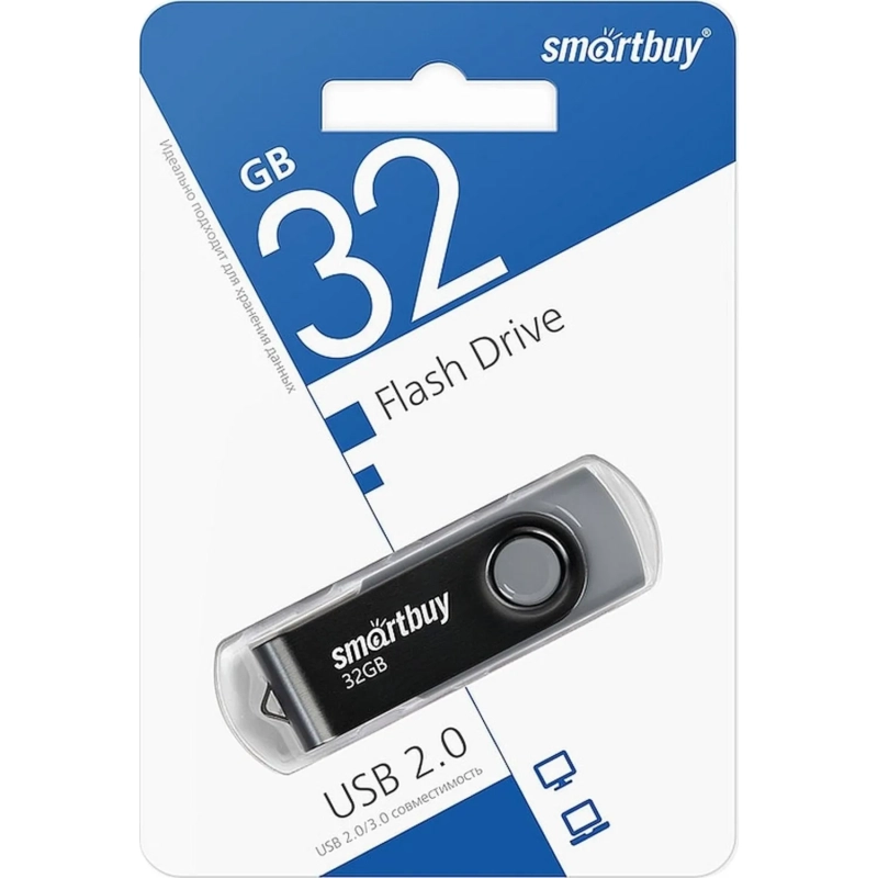 Флеш-память SmartBuy UFD 2.0 032GB Twist Black (SB032GB2TWK)