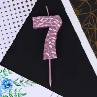 Свеча для торта, цифра «7», розовая, 10 х 4 см Свеча для торта, цифра «7», розовая, 10 х 4 см