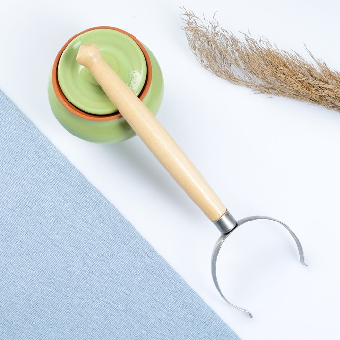 Набор  Набор "Вятская керамика №2" 6х0,5 + ухват + полка, салатовый