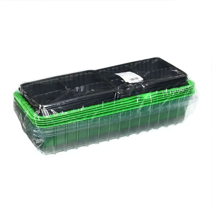 Мини-парник для рассады, 40&times;16&times;13 см, 2 вставки, 8 ячеек, зелёный, Greengo