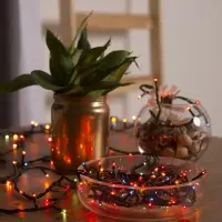 Гирлянда &laquo;Нить&raquo; 7 м, IP20, тёмная нить, 180 ламп, свечение мульти, 8 режимов, 220 В