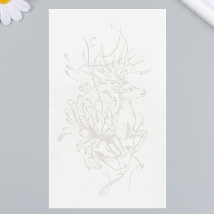 Татуировка на тело синяя Татуировка на тело синяя "Олень в линиях" 18х11 см