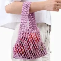 Сумка - авоська плетёная, клетка 1.5 см, лиловая