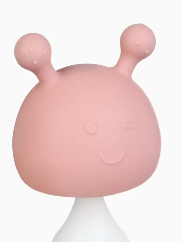 Прорезыватель силиконовый для зубов с погремушкой 3 в 1 M&B «Зайка», розовый