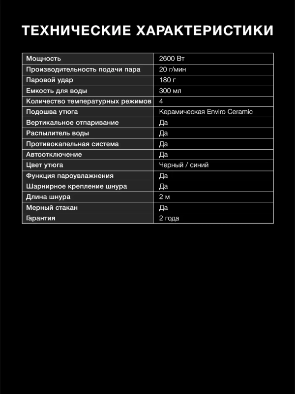 Утюг H-SI01573 2600Вт черный-синий Утюг H-SI01573 2600Вт черный-синий