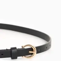 Ремень женский тонкий, 110&times;1.3 см, пряжка металл золотистая, полукруглая, чёрный