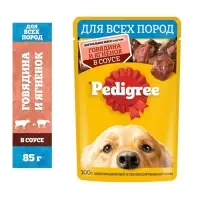 Влажный корм Pedigree для собак, говядина/ягненок в соусе, пауч, 85 г