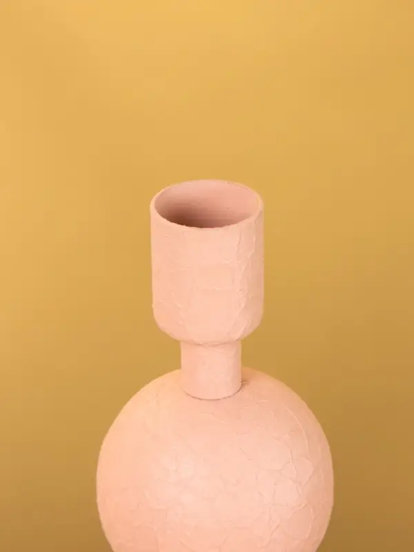 Подсвечник на 1 свечу текстурный  Подсвечник на 1 свечу текстурный "Пудровый розовый" с 3 сферами 10х10х25 см
