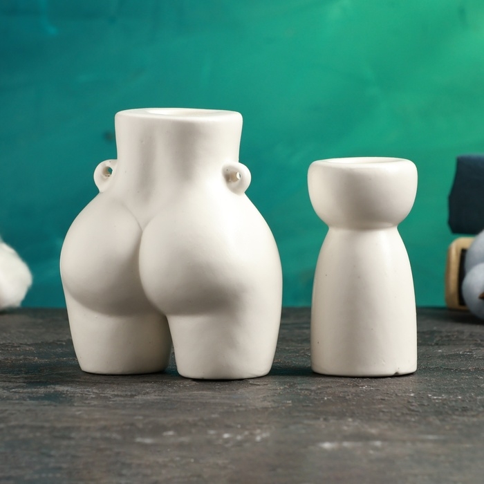 Набор подсвечников Набор подсвечников "Марта и Лунд" белый глянец, 2шт/4х8см/10х8см