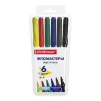 Фломастеры 6 цветов ErichKrause Basic, вентилируемый колпачок