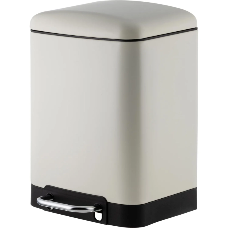 Ведро мусорное с педалью и доводчиком Luscan 6л,бежевое,прямоуг,металл