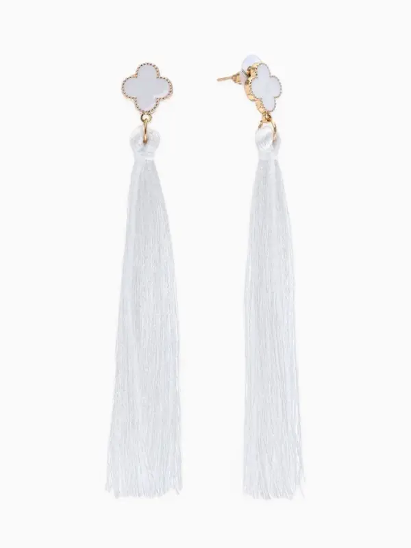Серьги &laquo;Кисти&raquo;, белые в золоте, L кисти 8.7 см