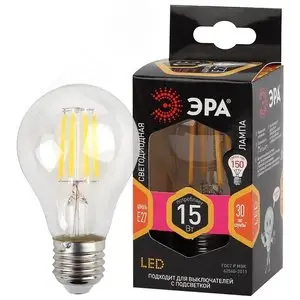 Лампа светодиодная декоративная LED 15 Вт 1950Лм 2700К груша, филамент теплый E27 230В F-LED A60-15W-827-E27
