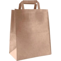 Пакет бумажный 320x200x320мм, 80гр/м2, с плоскими ручками, крафт, 160шт/уп