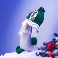 Фигура текстиль «Гном лосяш в зелёном» 33×12×18 см, 1 LED, от батареек AG13×3, свечение тёплое белое