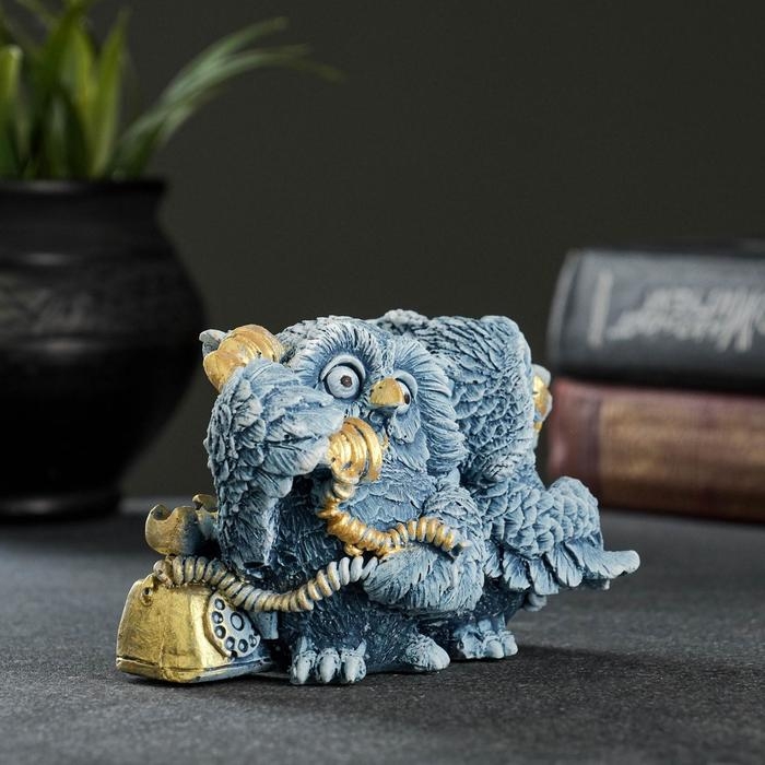 Фигура Фигура "Совы говорят по телефону" серая 8х8х12см