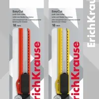 Нож канцелярский 18 мм, ErichKrause Standart, с системой фиксации лезвия push-lock и насадкой для безопасного отделения сегмента лезвия, МИКС