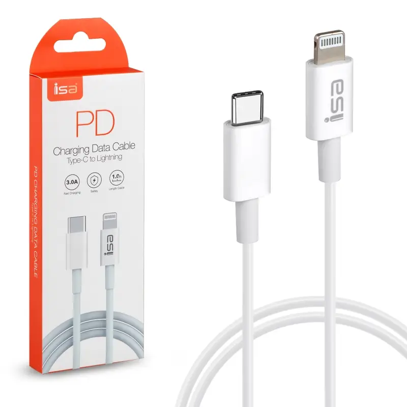 Кабель Type-C на Lightning 1m 3А ISA белый Кабель Type-C на Lightning 1m 3А ISA белый