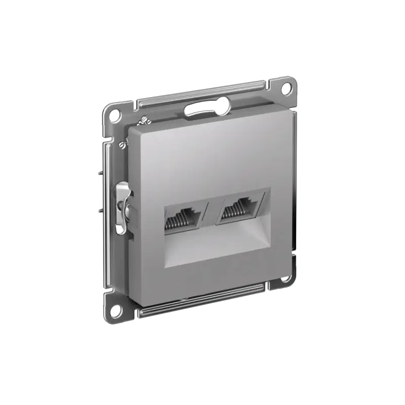 Розетка ATLASDESIGN двойная компьютерная RJ45+RJ45 категория 5E механизм алюминий