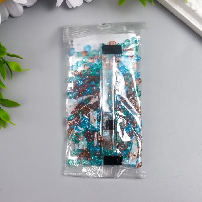 Бисер Чехия  Бисер Чехия "GAMMA" 2.5 x 5 мм  25 г  1-й сорт №30 коричнево-голубой/прозрачный