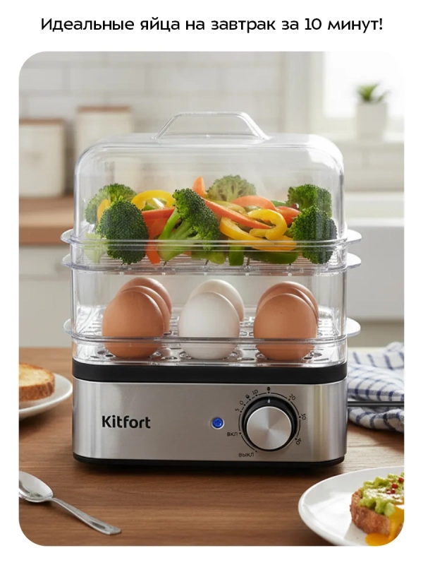 Яйцеварка &laquo;2 в 1&raquo; КТ-6958 - 400 Вт