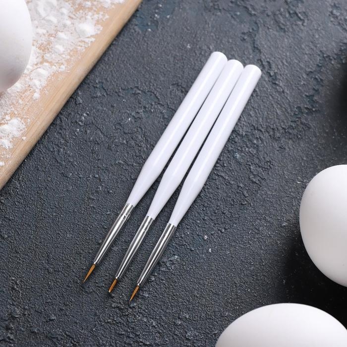 Набор кондитерских кисточек для декорирования Доляна, 3 шт, цвет белый Набор кондитерских кисточек для декорирования Доляна, 3 шт, цвет белый