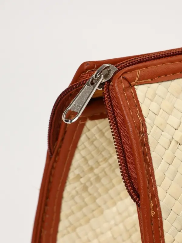 Сумка плетёная на молнии из пандана, 41&times;16&times;50 см, бежево-коричневая