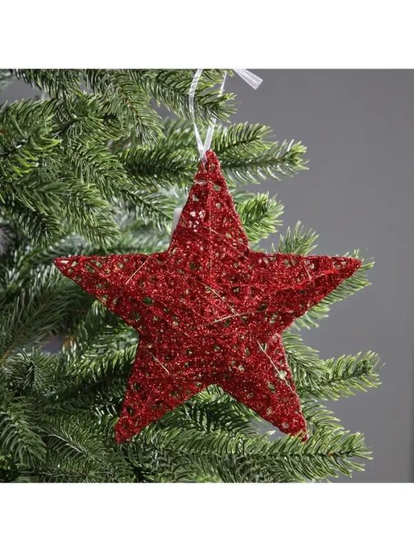 Подвеска световая &laquo;Звезда красная&raquo;, 20&times;20&times;5 см, 10 LED, от батареек AG13&times;3, свечение тёплое белое