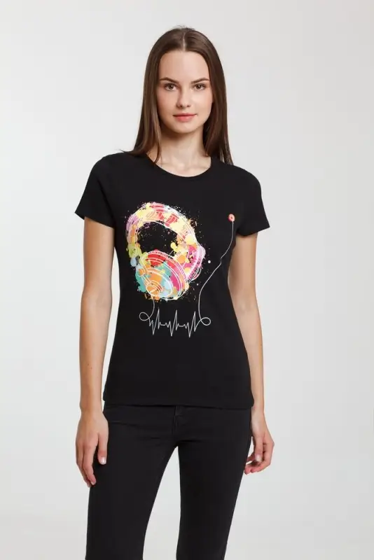 Футболка женская Feel The Beat, черная, размер M Футболка женская Feel The Beat, черная, размер M