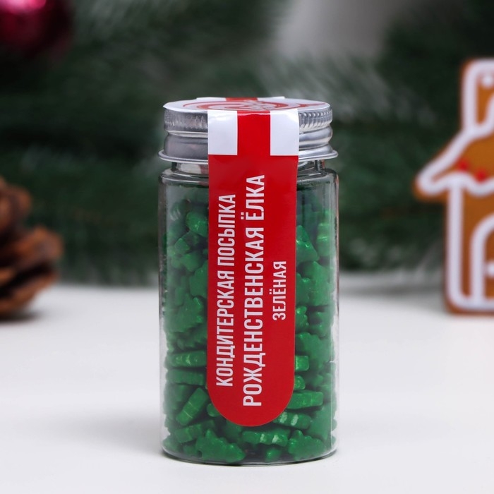 Новый год. Посыпка кондитерская "Рождественская елка", зеленая, 50 г