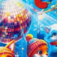 Подарочная новогодняя коробка «Лесное диско» , Портфель макси широкий, 37×8×20.2 см